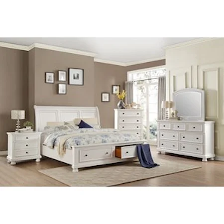 Transitional Queen Bedroom Group with Storage Footboard